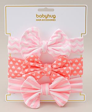 Babyhug Headbands With Bow Applique Pack Of 3 - Multicolour