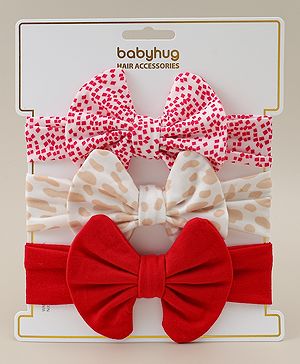 Babyhug Headbands With Bow Applique Pack of 3 - Multicolor