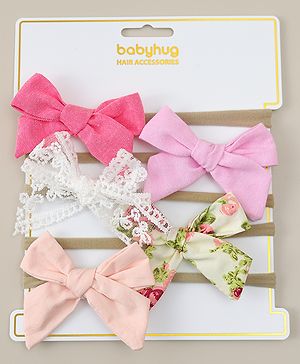Babyhug Headband With Floral Print Pack Of 5 - Multicolour