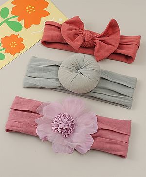 Babyhug Headbands With Bow Applique Pack Of 3 - Multicolor