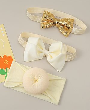 Babyhug Headbands With Bow Applique Pack of 3 - Beige