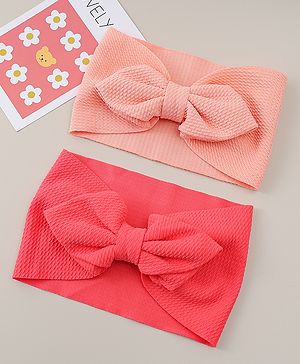 Babyhug Headband with Bow Applique Pack of 2 -  Pink & Red