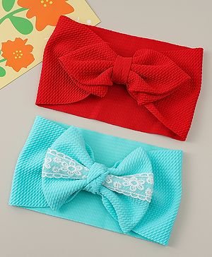 Babyhug Headbands with Bow Applique Pack of 2 - Red & Green