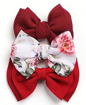 Babyhug Headbands With Bow Applique Pack of 3 - Red & White