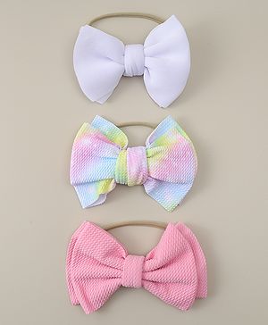 Babyhug Headbands with Bow Applique Pack of 3 - Purple & Pink