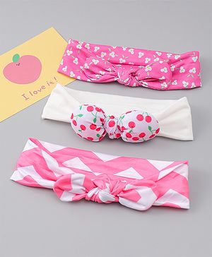 Babyhug Headbands with Floral Applique Pack of 3 - Dark Pink