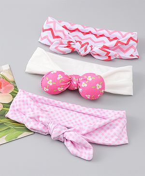 Babyhug Headbands with Floral Applique Pack of 3 - Pink