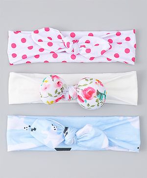 Babyhug Headbands With Bow Applique Pack of 3 - Multicolor