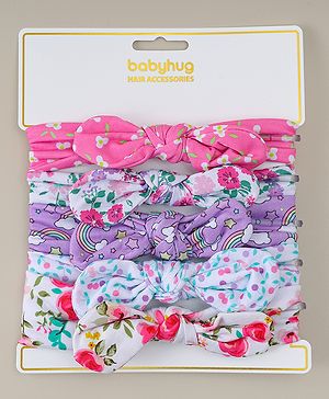 Babyhug Headbands With Bow Applique Pack of 5 - Multicolor
