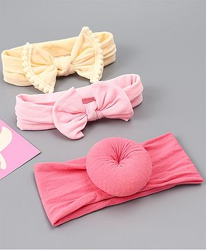 Babyhug Free Size Headbands With Bow Applique Pack of 3 - Multicolor