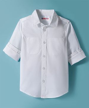 Kookie Kids India Poplin Woven Full Sleeves Solid Colour Shirt - White