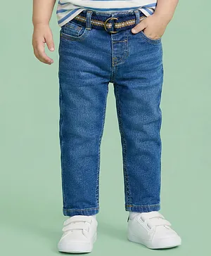 Babyhug Denim Full Length Washed
                              Jeans With Stretch - Navy Blue