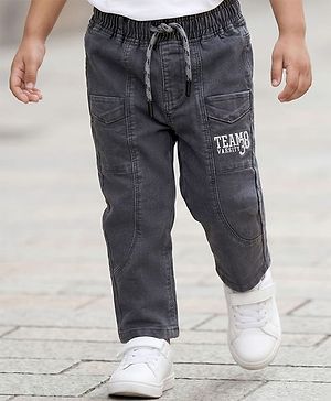 Babyhug Denim Full Length Washed Jeans With Stretch - Navy Blue