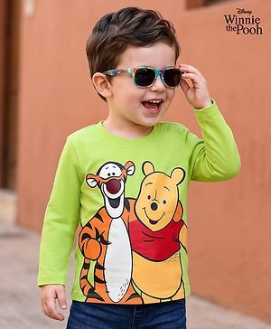 Babyhug Disney Single Jersey Knit Full Sleeves T-Shirt with Winnie & Friends Graphic - Limegreen