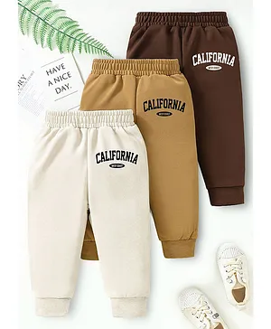 Trampoline Fleece Knit Pack Of 3 California Text Printed Pajamas - Multi Colour