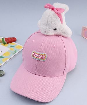 Babyhug Baseball Cap With Dolphin Applique Pink - Diameter 17 cm