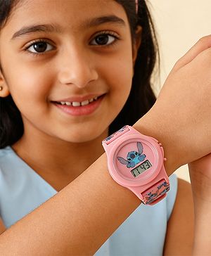 Babyhug Free Size Digital Watch with Stitch Print - Pink