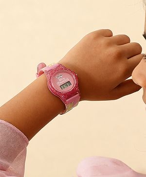 Babyhug Free Size Digital Watch with Princess Print - Light Pink