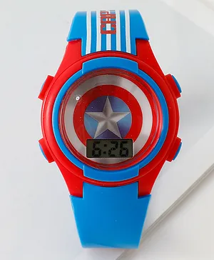 Pine Kids Mravel Print Free Size Digital Watch 23.5 cm - Red & Blue
