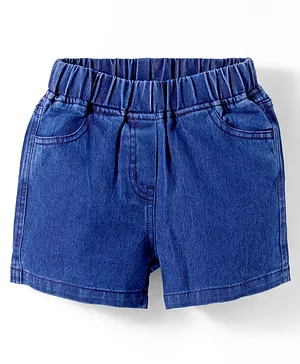 Kookie Kids
                              Solid Denim Shorts With Elasticated Waist
                              & Pockets - Blue