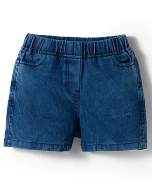 Kookie Kids
                              Solid Denim Shorts With Elasticated Waist
                              & Pockets - Navy Blue