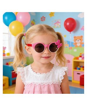 Babyhug Free Size Round Sunglasses With Bow Applique - Pink