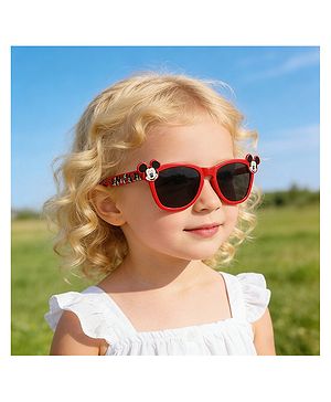 Babyhug Sunglasses With Mickey Mouse Print & Applique - Red