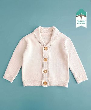 Keebee Organics Organic Cotton Knit Full Sleeves Solid Sweater - White