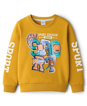 Taeko Single Jersey Knit Full Sleeves T-Shirt With Sport Text Print - Yellow