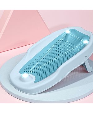 Babyhug Baby Bather with Soft Mesh Seat - Blue| Ergonomic Bath Support for Infants| Non-Slip Stable Design for Safe & Comfortable Bathing| Lightweight & Easy to Clean| New Born Gifting Option