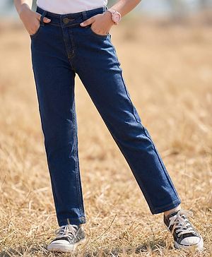 Pine Kids Denim Woven Full Length Washed Jeans - Navy Blue