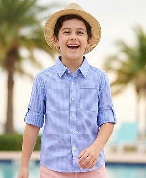 Pine Kids Cotton Woven Full Sleeves Shirt With Checks - Blue
