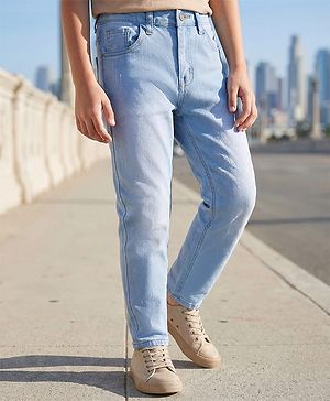 Pine Kids Full Length Washed Denim Jeans - Light Blue