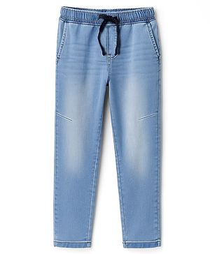 Pine Kids Denim Woven Full Length Solid Color Washed Jeans - Light Blue