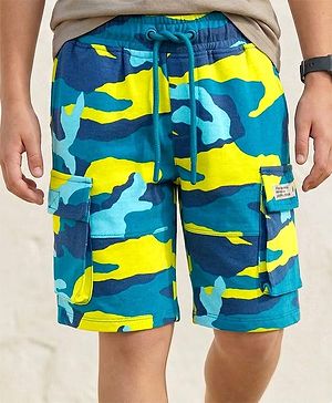 Pine Kids Looper Knit Above Knee Length Shorts With Camouflage Print - Multicolor