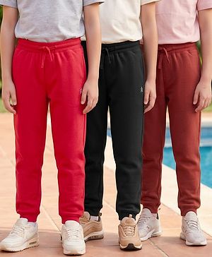 Pine Kids Knit Full Length Lounge Pant With Logo Print Pack Of 3 - Colour May Vary