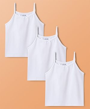 Pine Kids Cotton Lycra Knit Solid Colour Slips Pack Of 3 - White