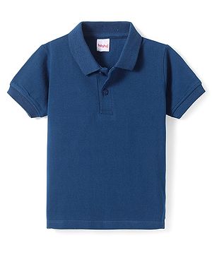 Babyhug Cotton Knit Half Sleeves Polo T-Shirt - Navy Blue