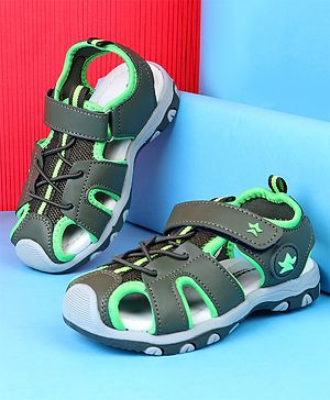 Cute Walk by Babyhug Velcro Closure Solid Sandals - Olive Green