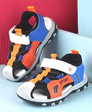 Cute Walk by Babyhug Sandals Color Block With Velcro Closure  - Blue & Orange