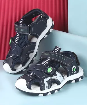 Cute Walk by Babyhug Solid Color Sandals With
                      Velcro Closure - Navy Blue