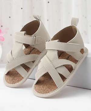 Cute Walk by Babyhug Solid Booties With
                      Velcro Closure - White