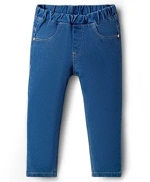 Babyhug Full Length Solid Color Denim
                              Jeggings With Stretch - Blue