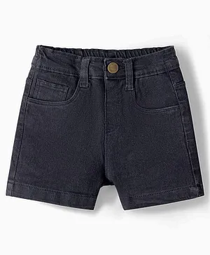 Babyhug Denim Mid Thigh Washed Shorts
                              With Stretch - Black