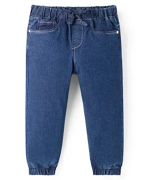 Babyhug
                              Full Length Washed Denim Joggers With
                              Stretch - Navy Blue