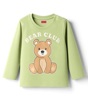 Babyhug 100% Cotton Full Sleeves T-Shirt With Animal Print - Olive Green