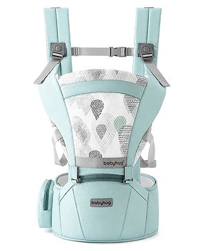 Babyhug Love Loom 5-in-1 Hip Seat Baby Carrier Ergonomic Hip Seat| Breathable Fabric| Foldable Head Support| Storage Pocket| 5 Carrying Positions| Capacity 15 kg| Optimal Weight Distribution- Green