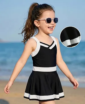Mark & Mia Sleeveless Solid Color Frock
                      Swimsuit - Black