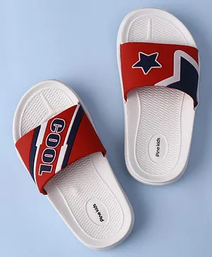 Pine Kids Slip On Sliders with Star Applique
                      - White