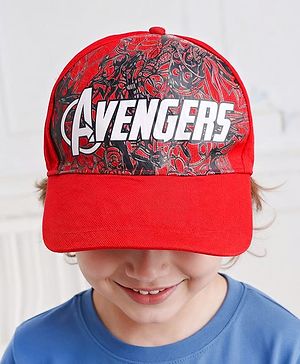 Pine Kids Marvel Cotton Woven Summer Cap With Avengers Graphics Red - Diameter 13.6 cm